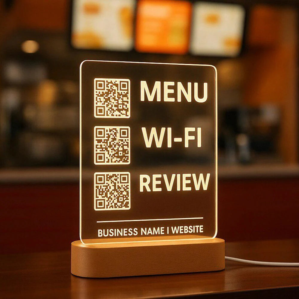 Custom LED Acrylic QR Code Payment Sign | Scan to Pay Display for Business