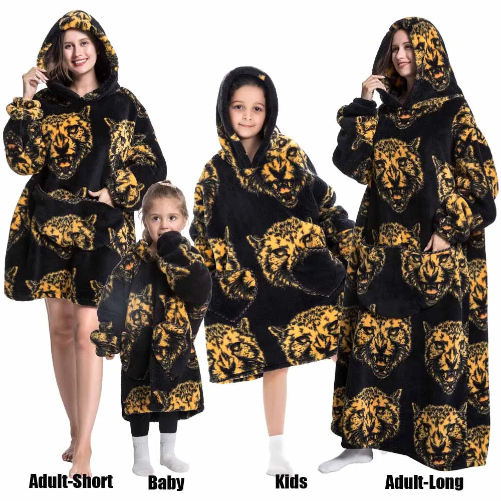 Oversized Cartoon Fleece Hoodie Blanket