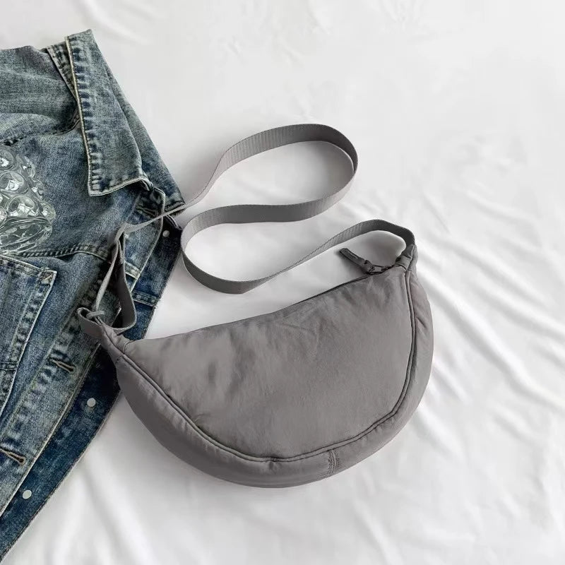 Japanese Style Dumpling Shape Adjustable Lightweight Single Shoulder Bag Underarm Bag Casual Simple Style Unisex Bag