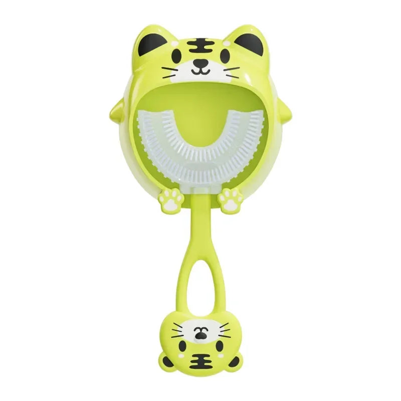Kids U-Shaped Silicone Toothbrush — 360° Cartoon Design for Ages 1–12