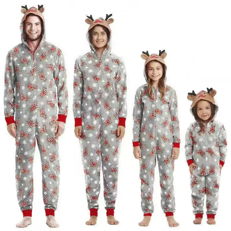 Christmas Family Matching Deer Hooded Onesie Pajamas