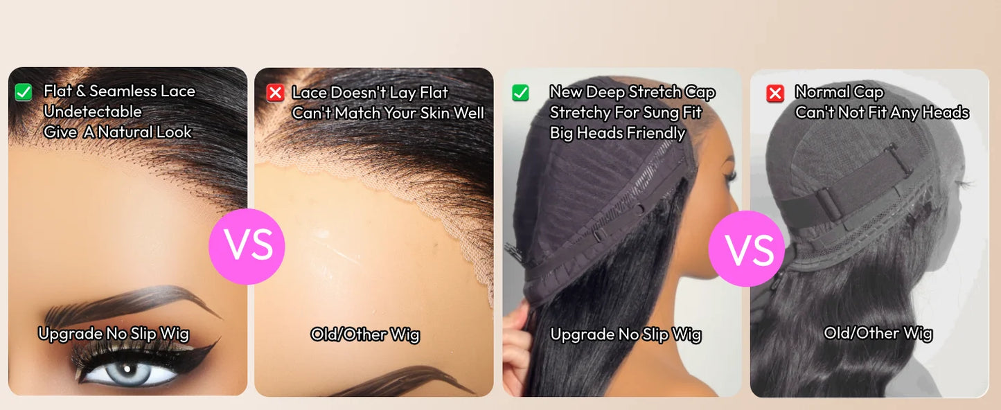 UNice No-Slip 13x4 Lace Frontal Honey Blonde Highlights Water Wave Human Hair Wig With Drawstring Pull & Go Gluele