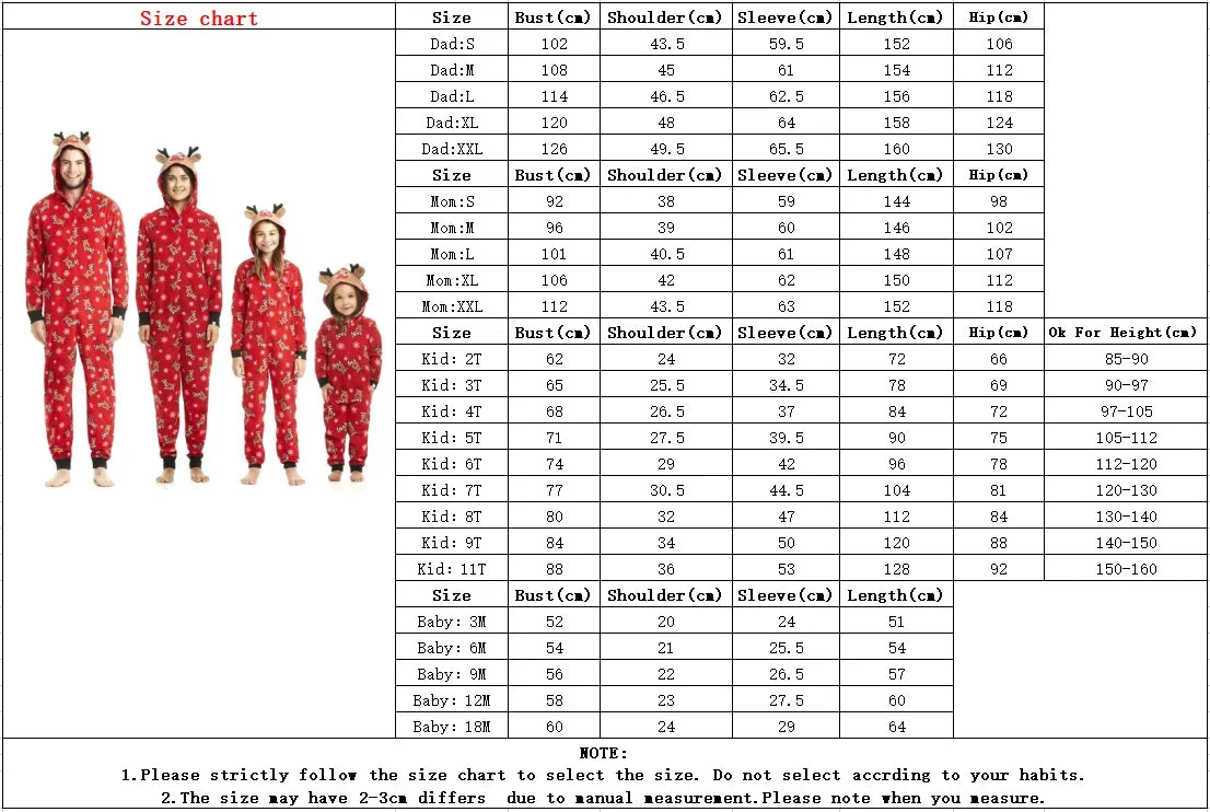 Christmas Family Matching Elk Print Onesie Pajamas