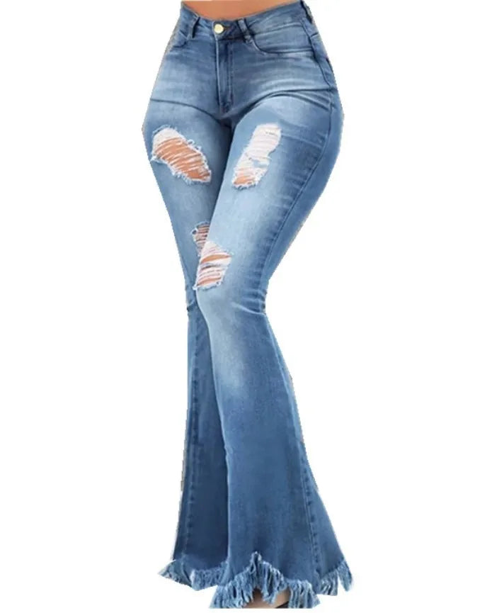 Women's Ripped High Waist Jeans — Distressed Vintage Loose Denim