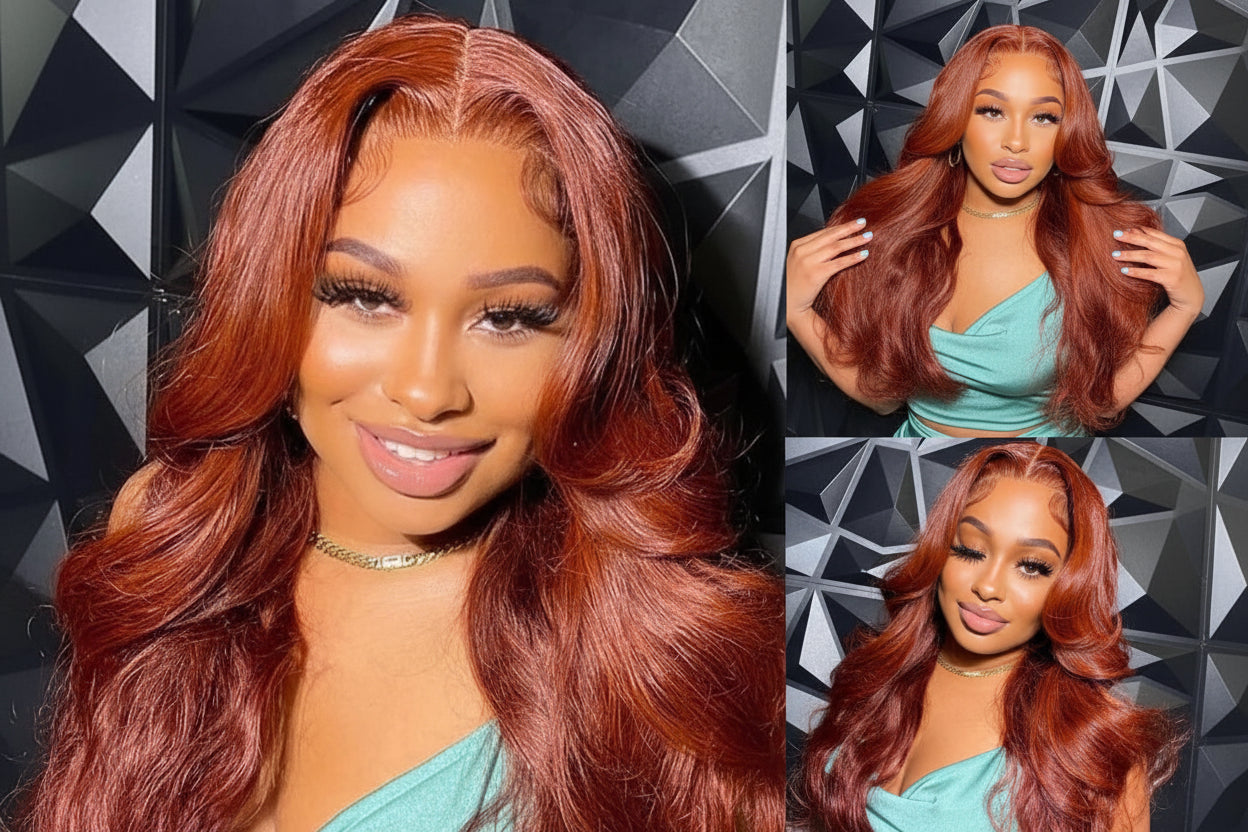 Warm Sun-Kissed Reddish Brown Body Wave Wig | Glueless 7x5 Lace, Pre-Cut & Pre-Bleached