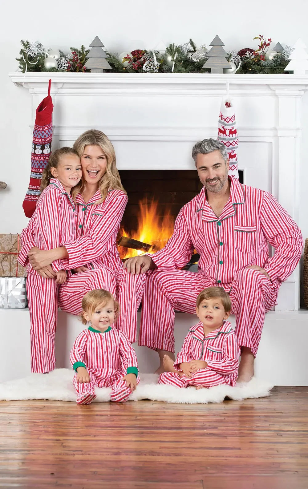 Matching Striped Christmas Family Pajamas for Adults, Kids, Babies & Dogs