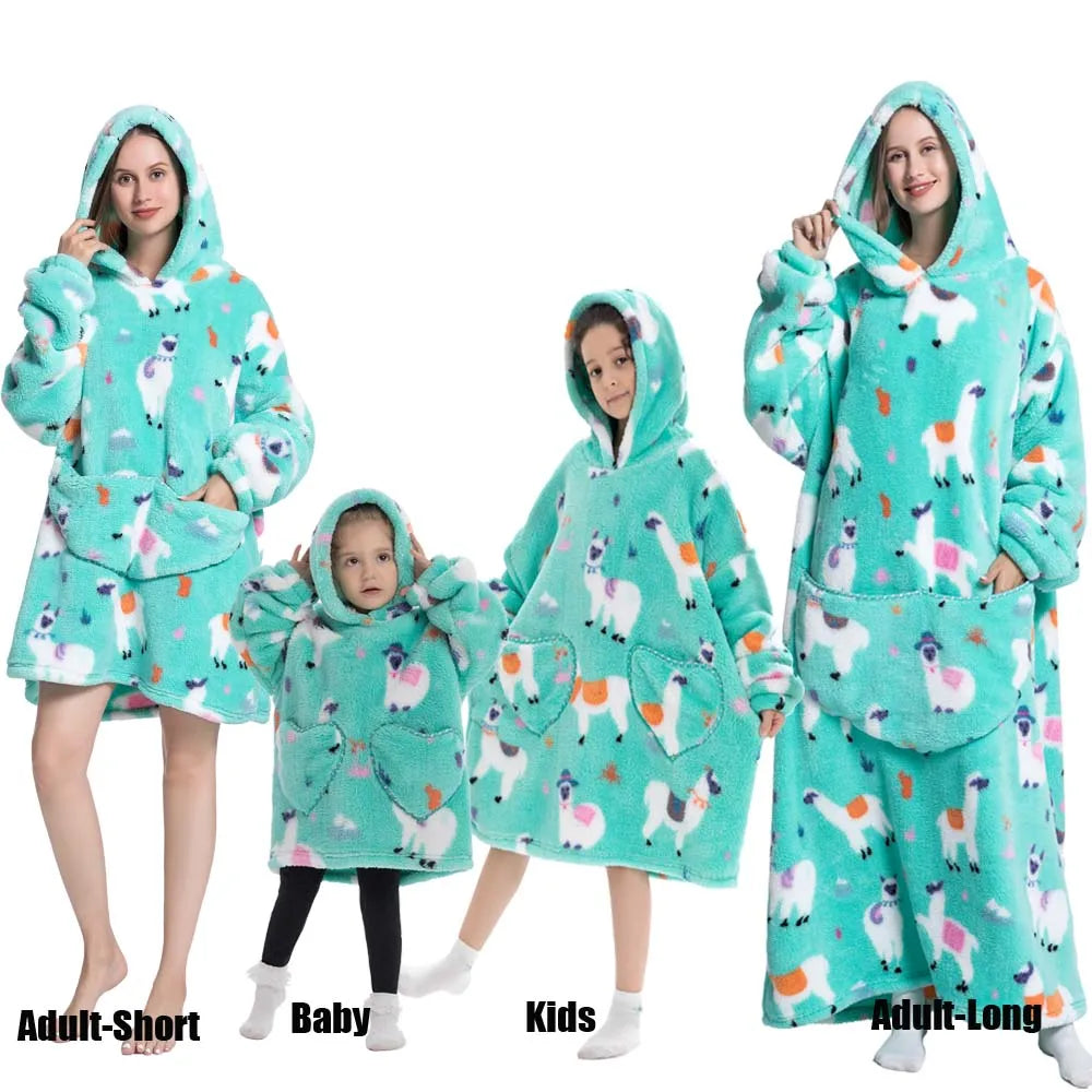 Oversized Cartoon Fleece Hoodie Blanket