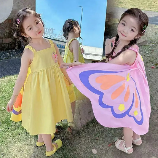 Girls Summer 3D Butterfly Dress — Cute Sleeveless Tank Party Dress for Kids 3-8 Years