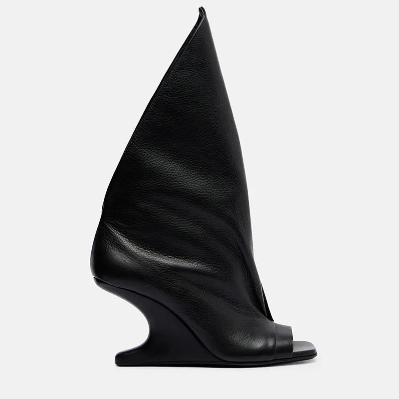 European and American High-quality Trendy Fashion Stage Walking Sleeve Short Boots for Women, Square Toe Open Toe Cool Boots