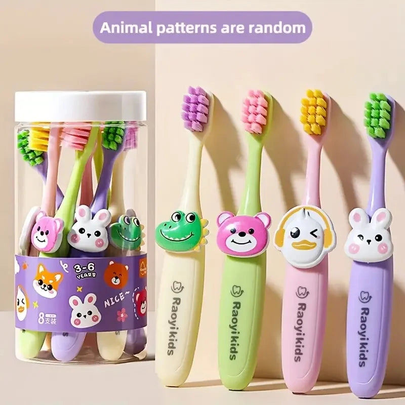 Kids Cartoon Animal Toothbrush Set — 8 Soft Bristle Training Toothbrushes for Toddlers