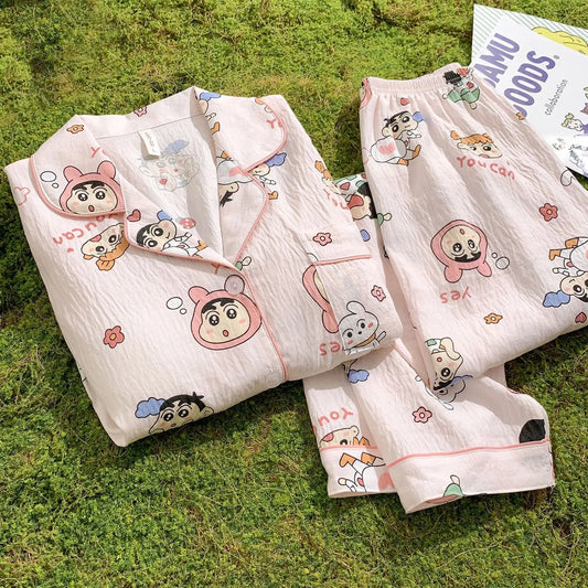 Crayon Shin-Chan Anime Pajamas Set — Women's Kawaii Cartoon Homewear