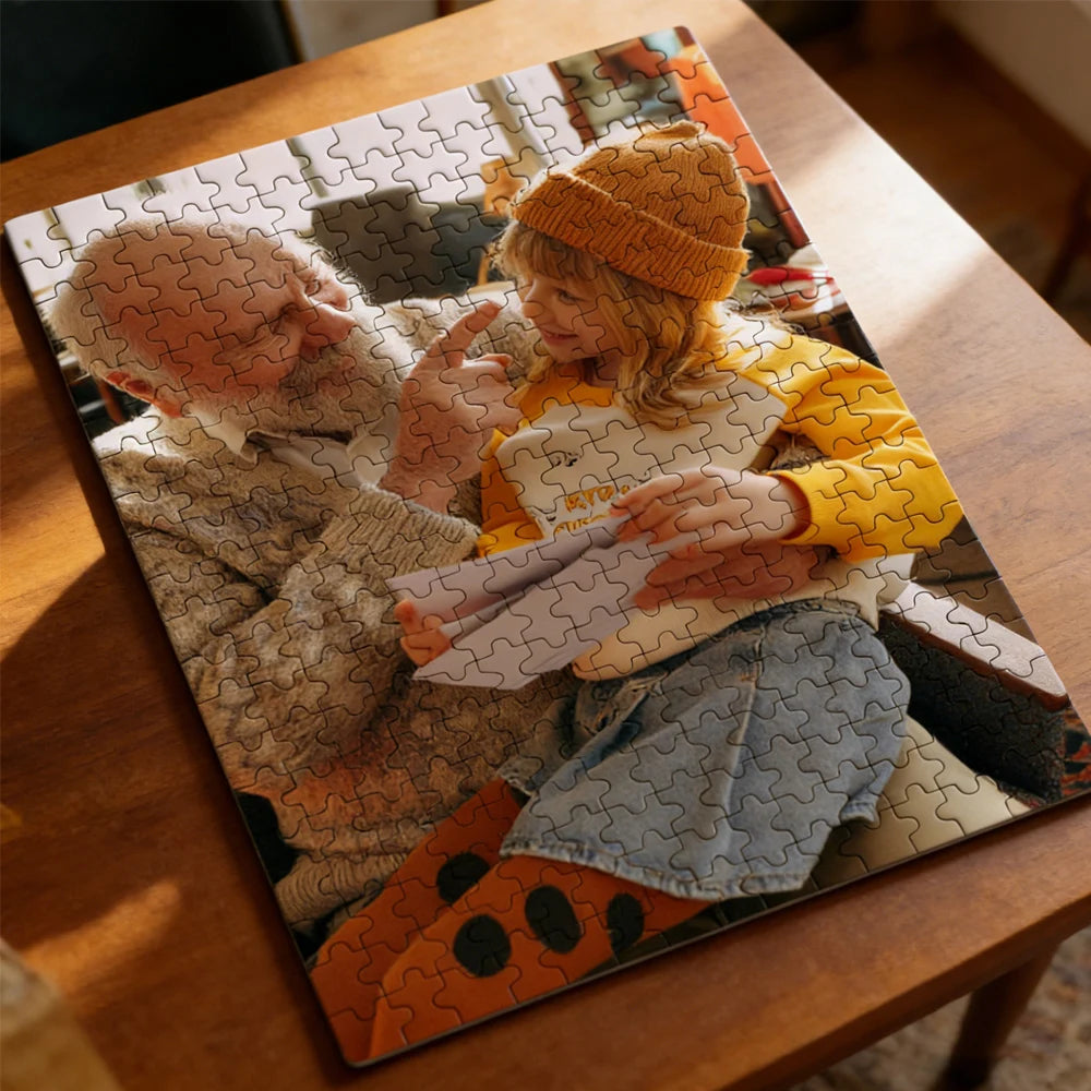 Personalized Custom Photo Puzzle with Frame — DIY Memorial Gift for Family
