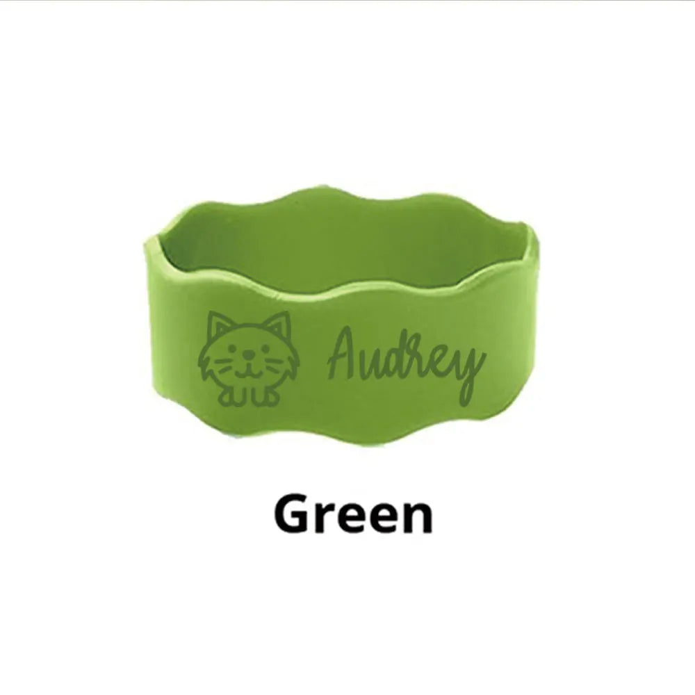 Custom Name Silicone Cup Sleeve with Cute Cat Design, Personalized Kids Water Bottle Band for School & Daycare