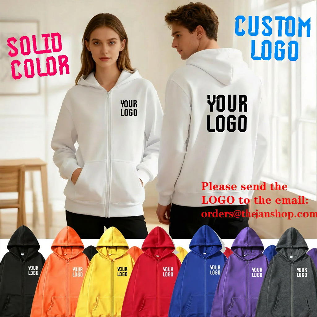 Personalized Zip-Up Hoodie — Custom Text & Pattern | Unisex