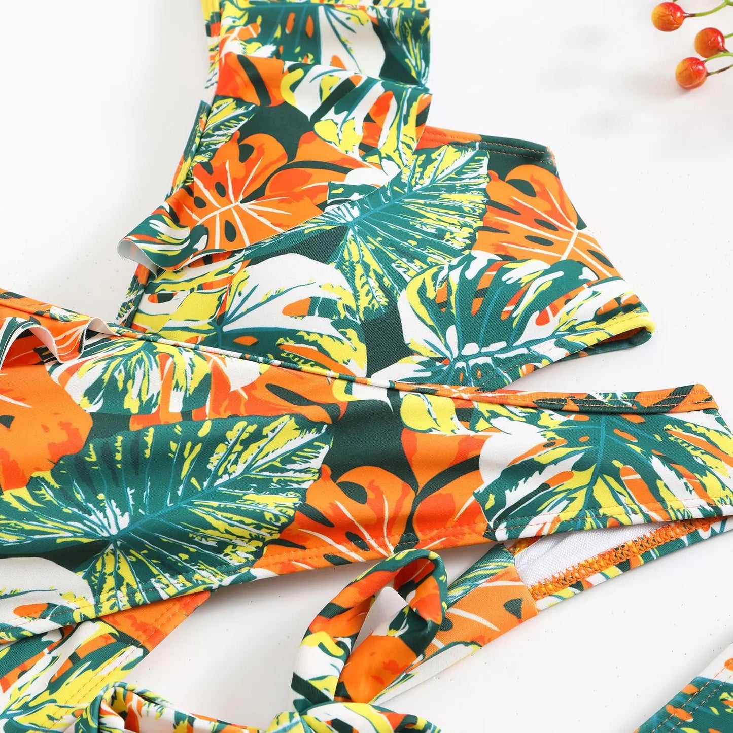 Women's Floral Print Two-Piece Bikini Set — High Waist Sexy Ruffled Swimsuit