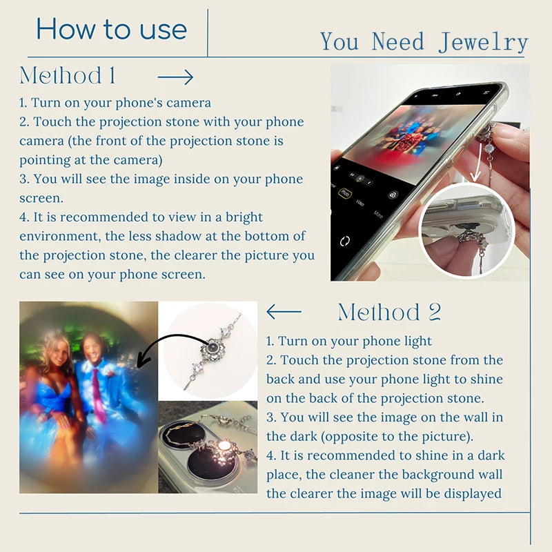 Personalized Photo Projection Necklace – Custom Heart Pendant with Your Picture Inside