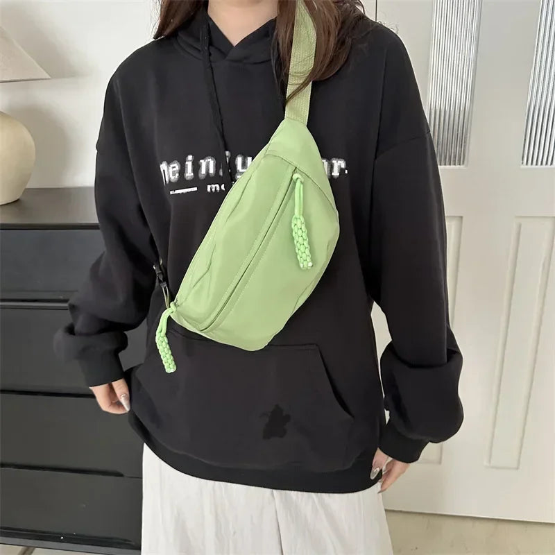 Fashion Nylon Crossbody Bags for Women Chest Bags Sling Waist Pack Canvas Waist Bag Casual Fanny Packs Sport Half Moon Belt Bag