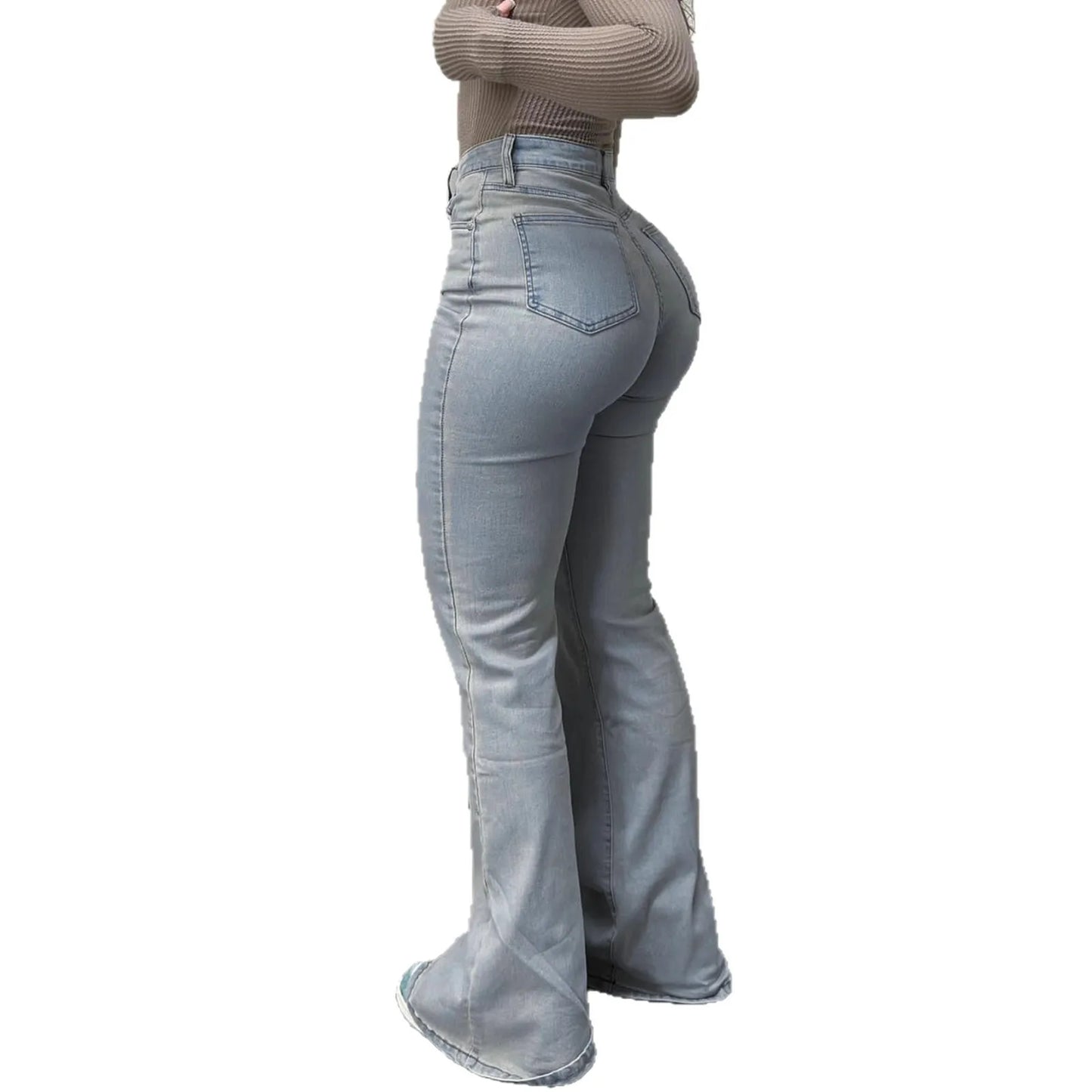 Women's High Waist Flared Jeans — Stretch Slim Fit Street Style