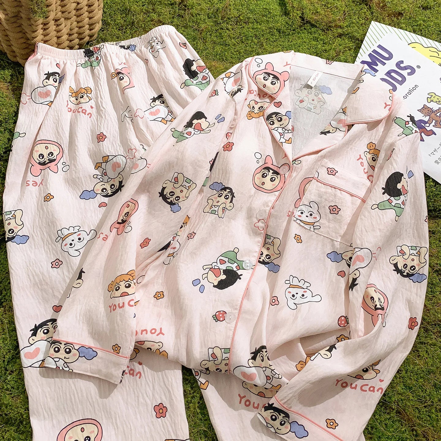 Crayon Shin-Chan Anime Pajamas Set — Women's Kawaii Cartoon Homewear