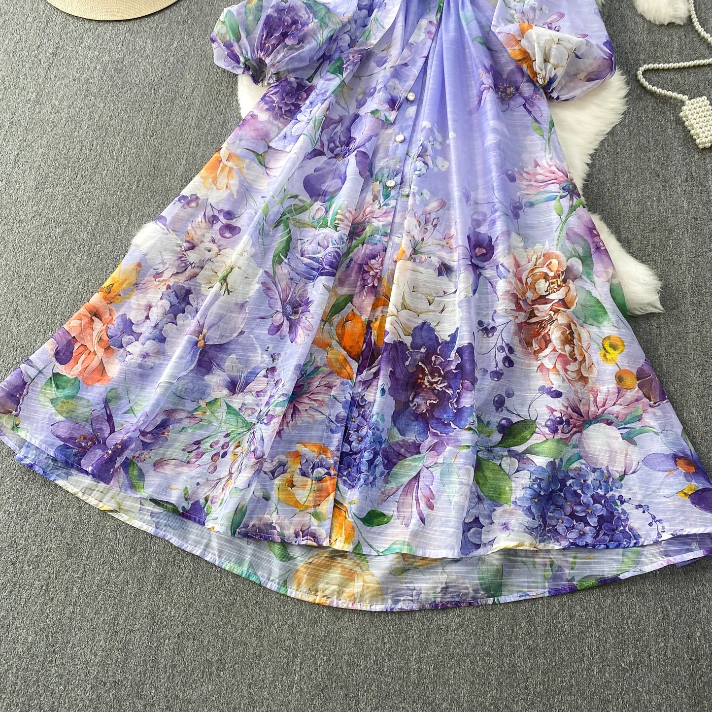 Elegant French Style round Neck Long Sleeve Dress Women's Spring Autumn Heavy Work Floral Embroidery A-Line Skirt Dress