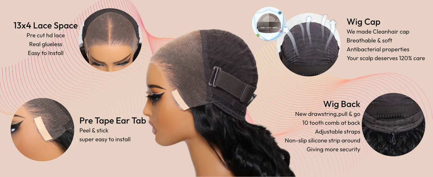13x4 HD Lace Front Body Wave Wig | Pre-Everything Glueless Human Hair Wig