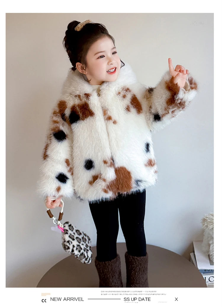 Adorable Faux Fur Cat Coat for Kids — Warm Winter Jacket