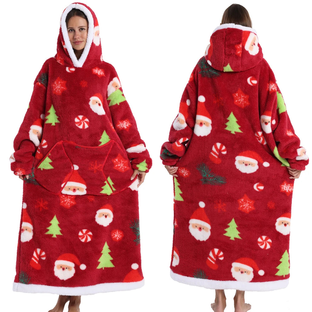 Cartoon Wearable Blanket Hoodie for Adults