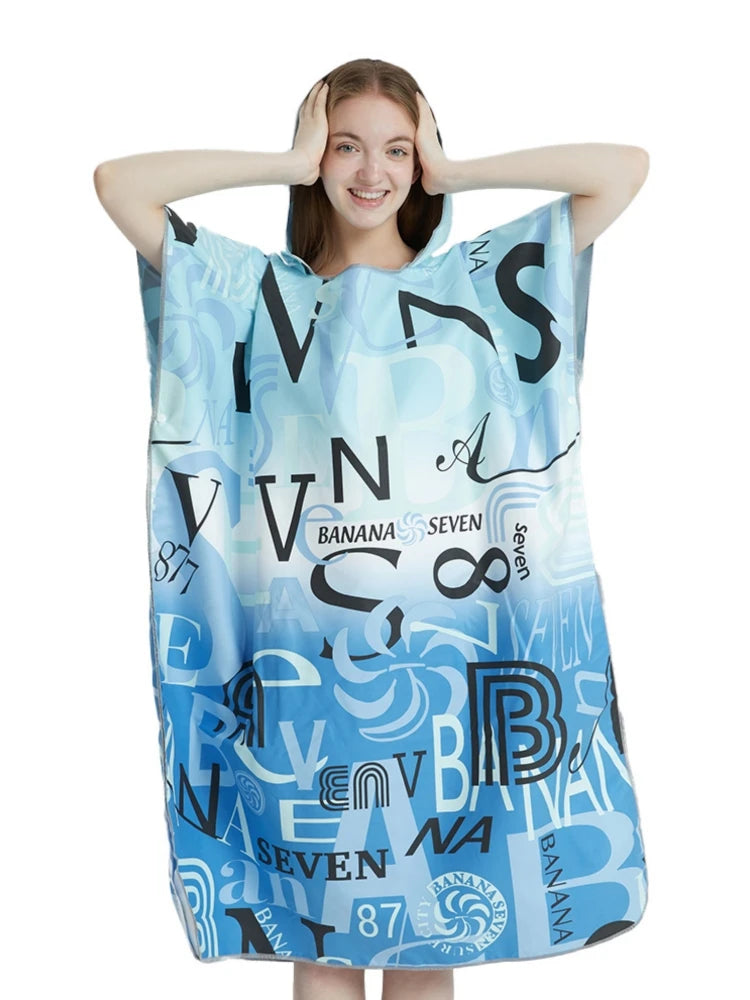 Microfiber Beach Poncho Towel – Quick-Dry Surf Changing Robe for Adults