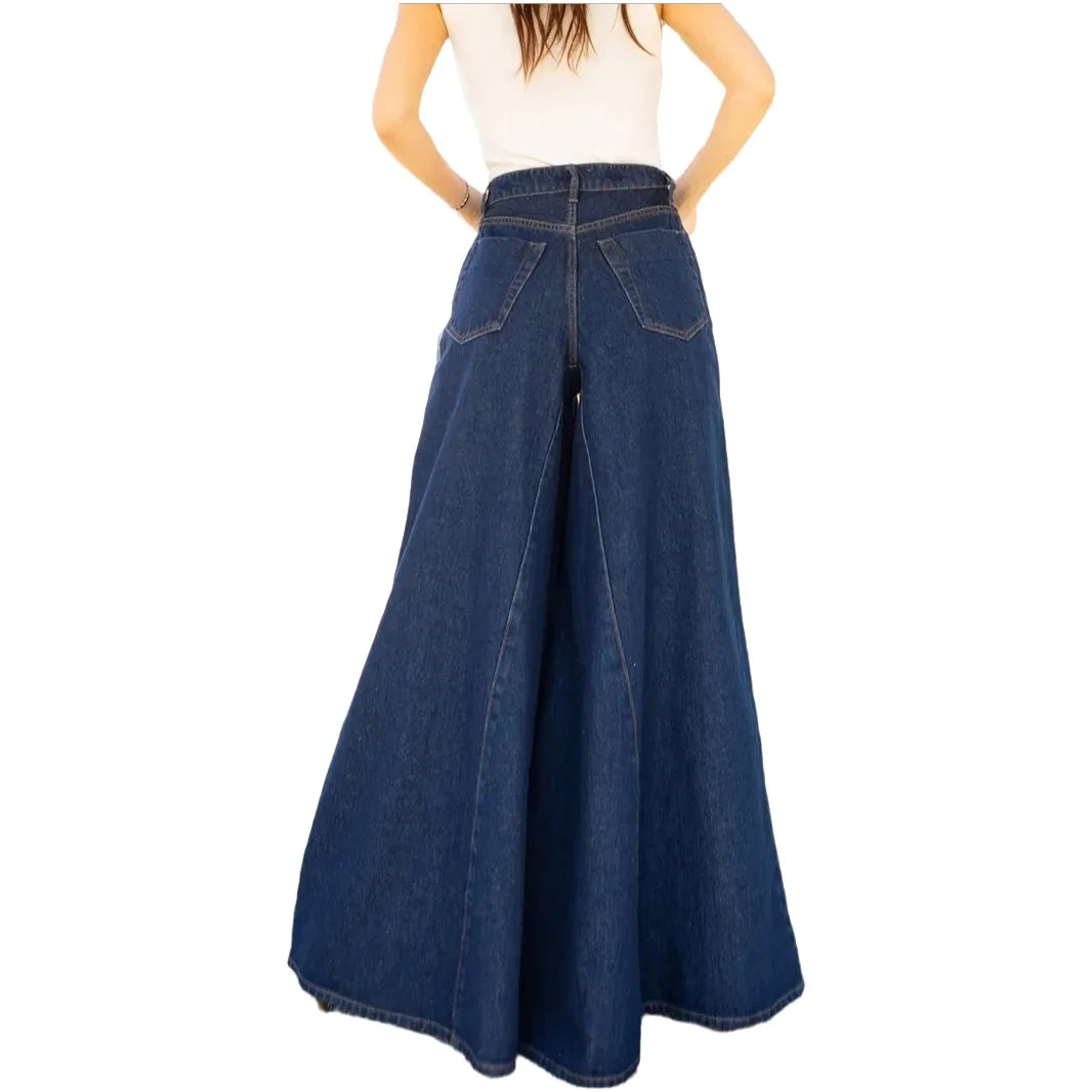 Women's Wide Leg Denim Jeans — Low Waist Washed Street Style