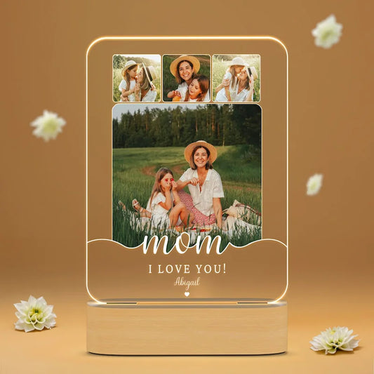 Personalized Acrylic Photo Night Light Plaque | Custom Mother's Day Gift