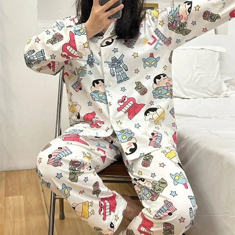 Crayon Shin-Chan Anime Pajamas Set — Women's Kawaii Cartoon Homewear