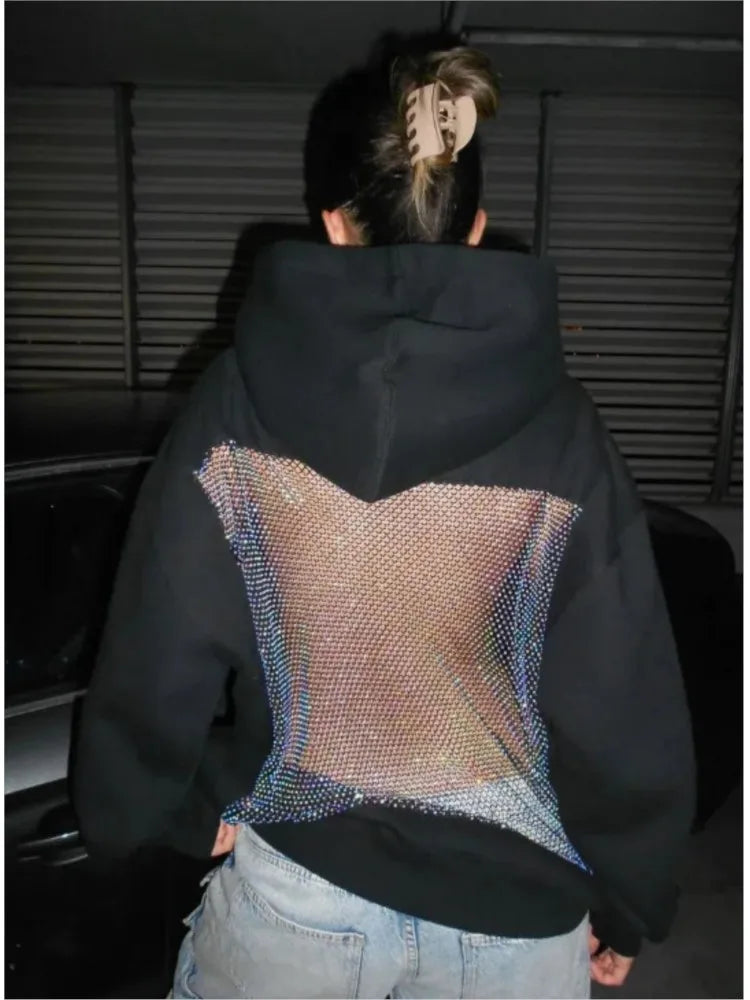 Women's Backless Lace Fleece Hoodie