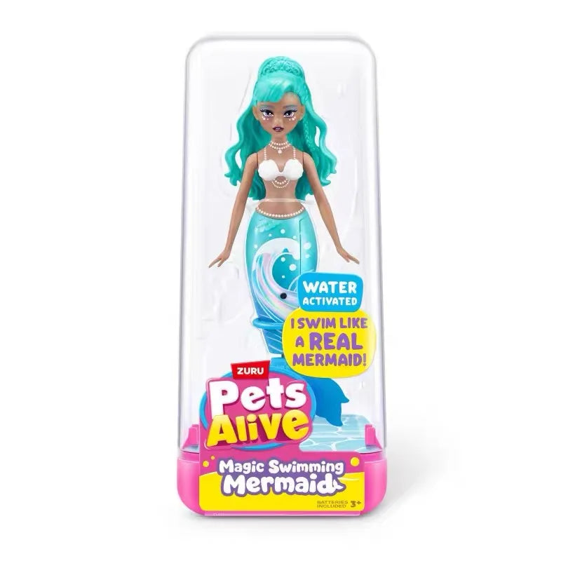 NEW Genuine Zuru Pets Alive Anime Action Figure Swimming Axolotls Magic Swimming Mermaid Diy Toy Model Collection Toy for Boys