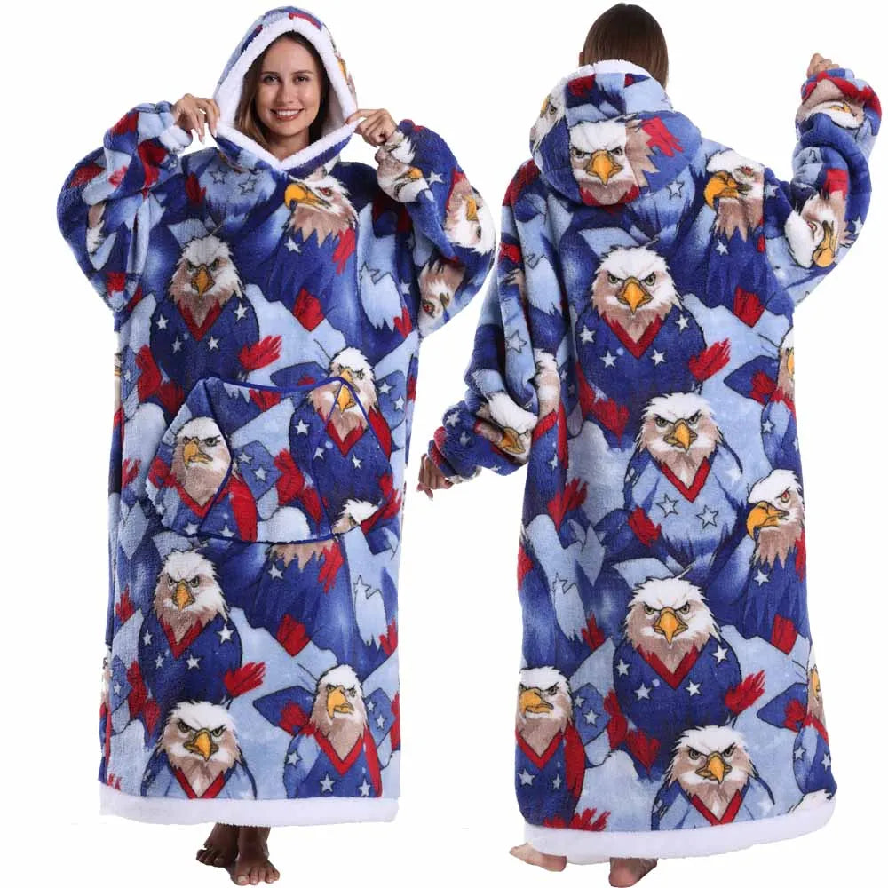 Cartoon Wearable Blanket Hoodie for Adults