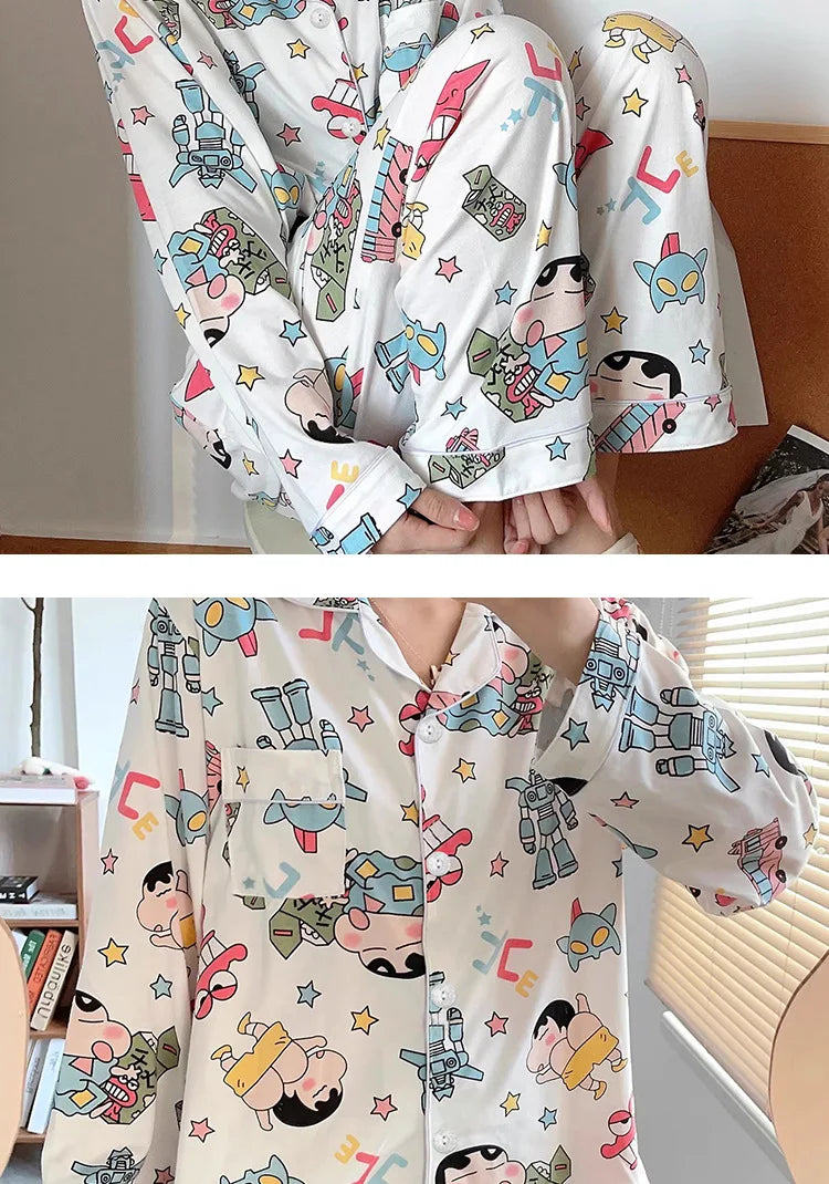 Cute Crayon Shin-Chan Pajamas Two-Piece Set — Women's Cartoon Loungewear