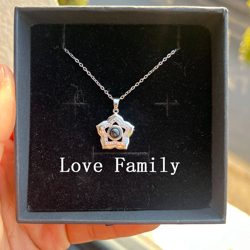 Personalized Photo Projection Necklace – Custom Heart Pendant with Your Picture Inside