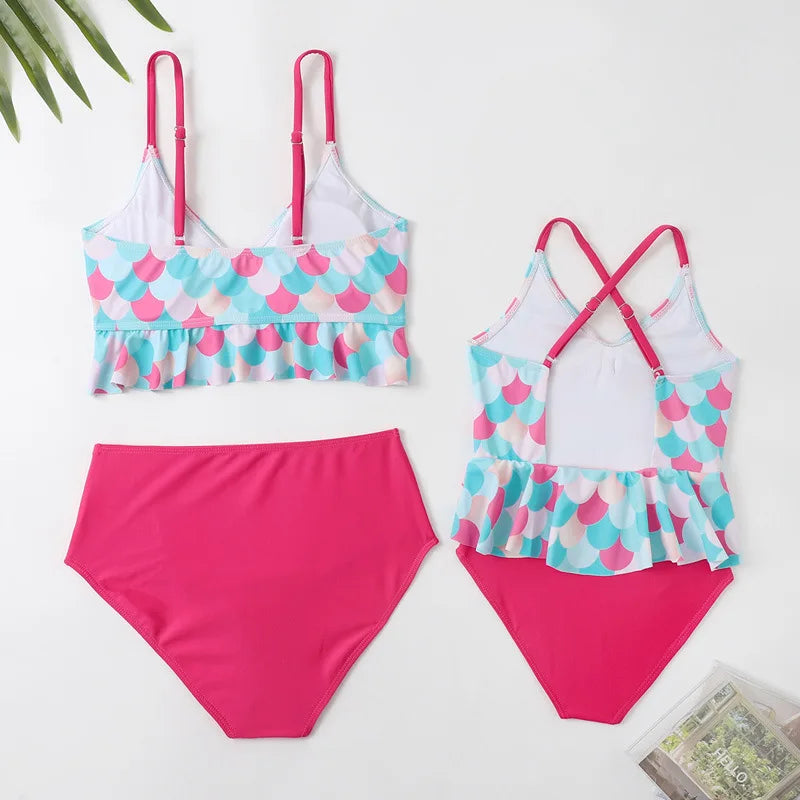 Family Matching Swimsuit — Mom & Daughter Tie-Dye Bikini Set