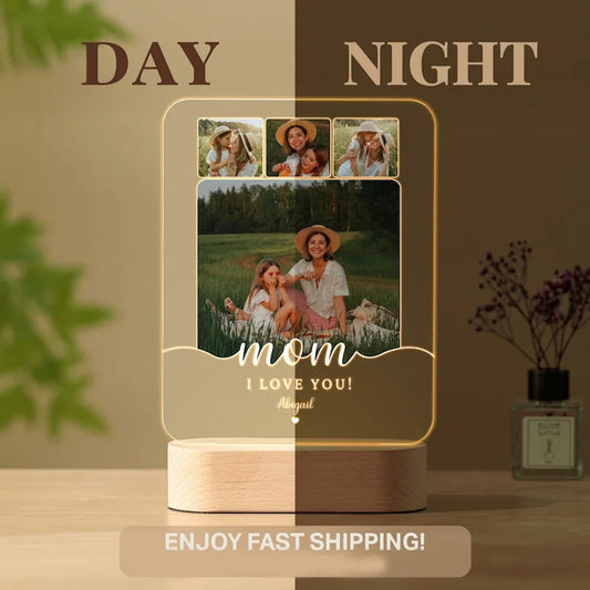 Personalized Acrylic Photo Night Light Plaque | Custom Mother's Day Gift