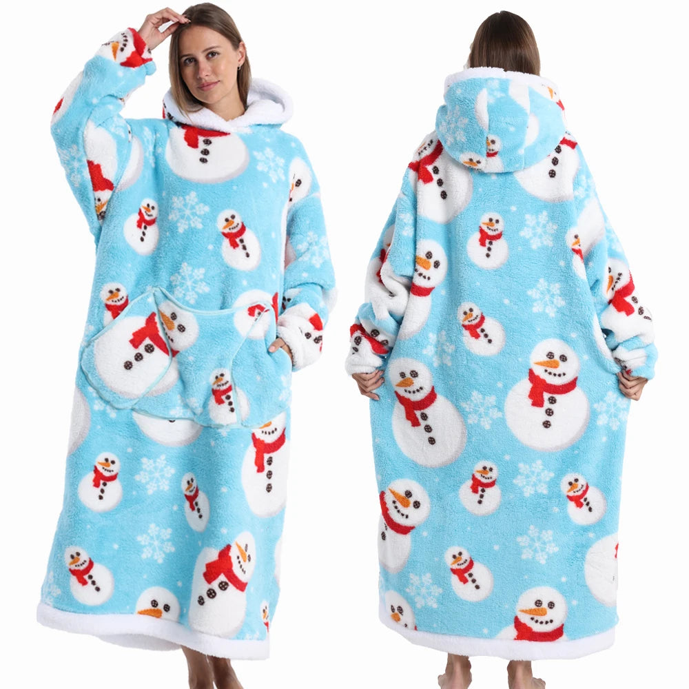 Cartoon Wearable Blanket Hoodie for Adults