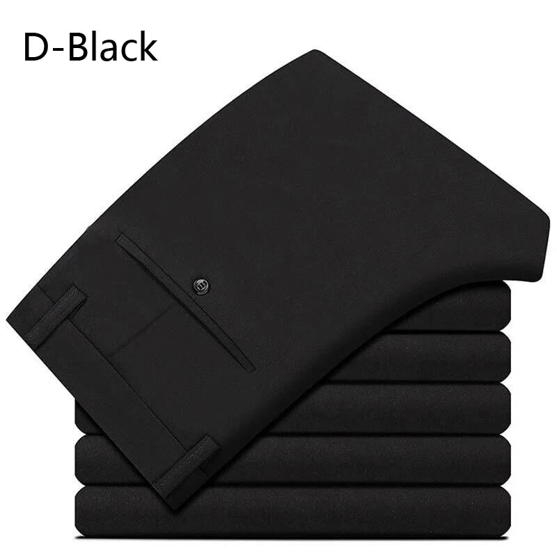 Men's Slim Straight Dress Pants – Elastic Waist Formal Trousers (Size 28–40)