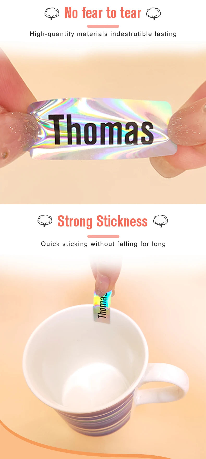 Personalized Kawaii Name Tag Stickers — Waterproof Custom Labels for Kids School & Bottles