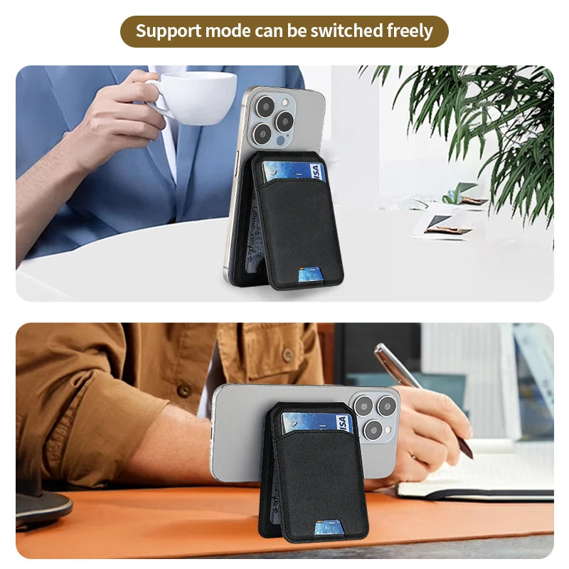 MagSafe Magnetic Leather Wallet Case for iPhone 16 15 14 13 12 Pro Max — Card Holder