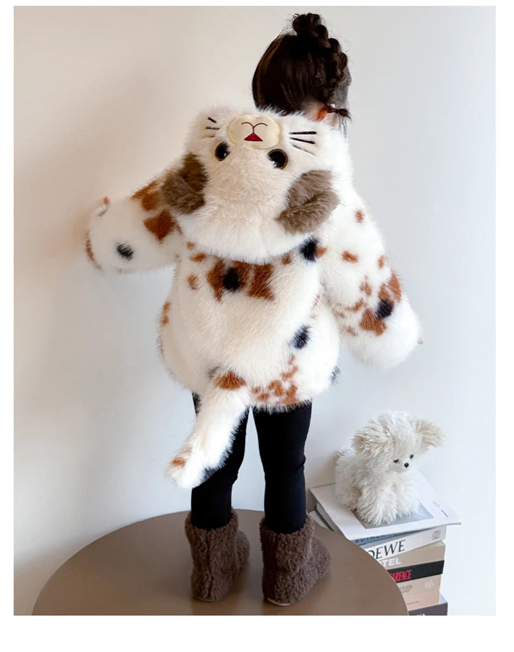Adorable Faux Fur Cat Coat for Kids — Warm Winter Jacket
