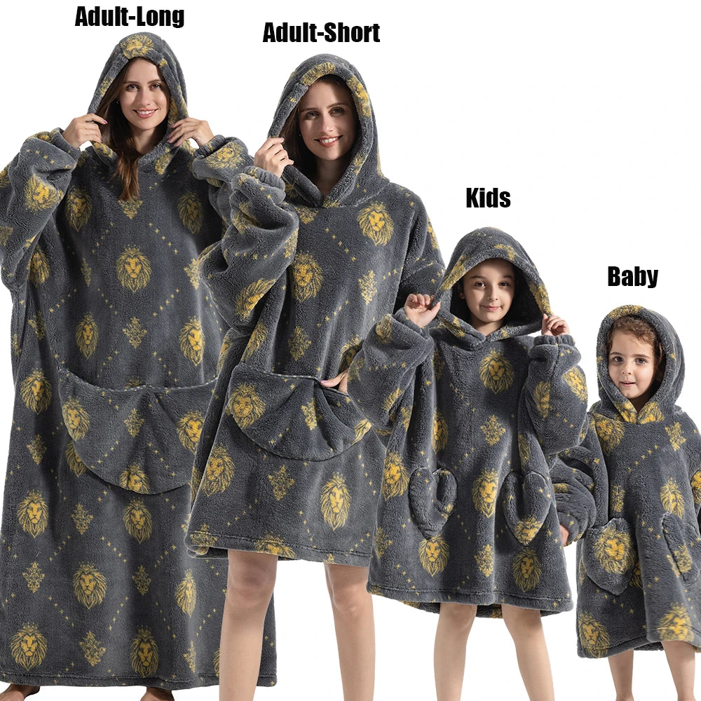 Oversized Cartoon Fleece Hoodie Blanket