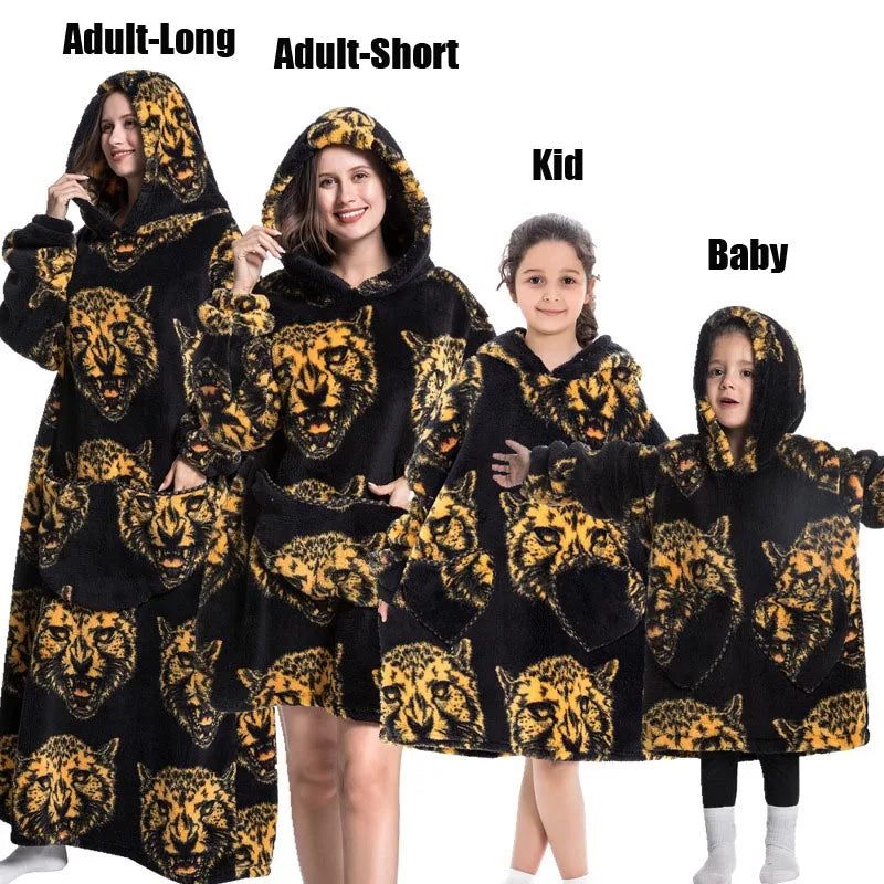 Oversized Cartoon Fleece Hoodie Blanket