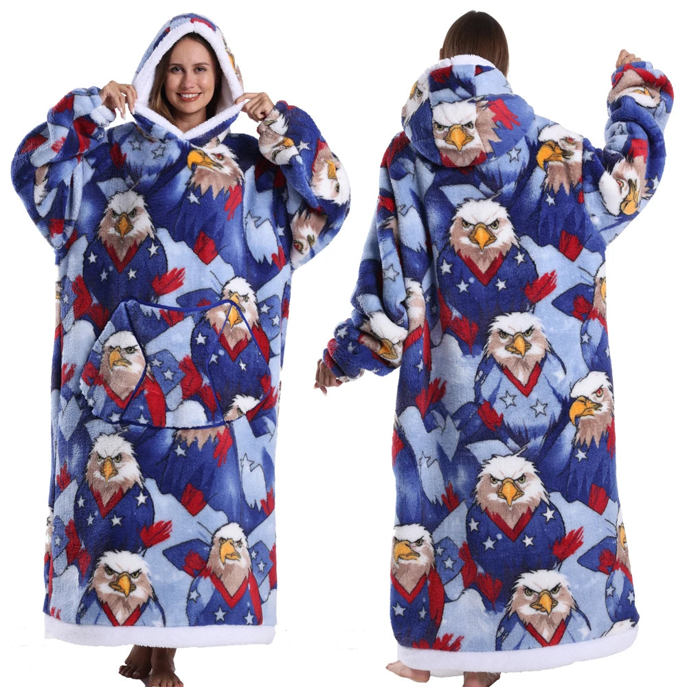Cartoon Wearable Blanket Hoodie for Adults