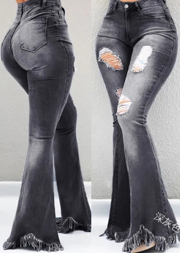 Women's Ripped High Waist Jeans — Distressed Vintage Loose Denim
