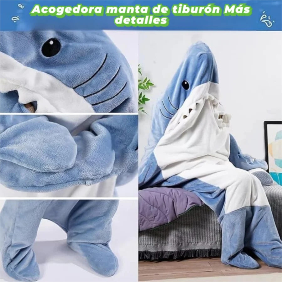 Pijama Tiburón con Capucha para Adultos — Saco de Dormir Portátil