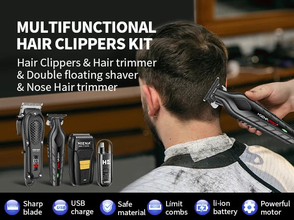 HIENA Electric Hair Trimmer & Grooming Kit — Rechargeable Multi-Purpose Clipper