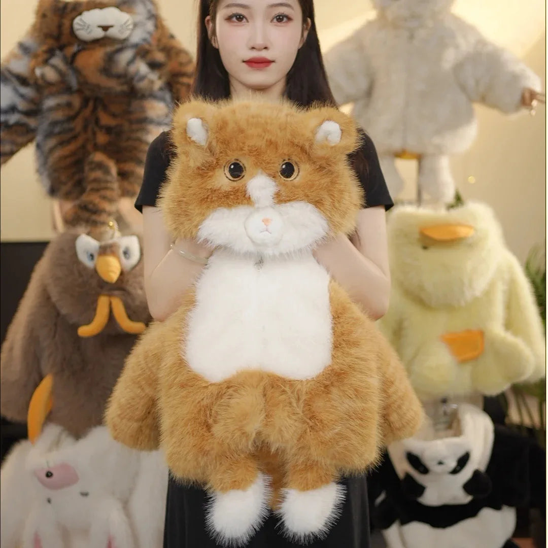 Thickened Winter Jacket For Girls Cute Cat Cartoon Faux Fur Coat Autumn Winter Hooded Outerwear Windproof Children Clothing